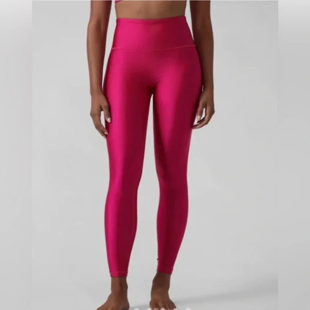 ! Athleta Pink Cyclamen Elation Shine Tight Leggings High Waist Women's Sz…